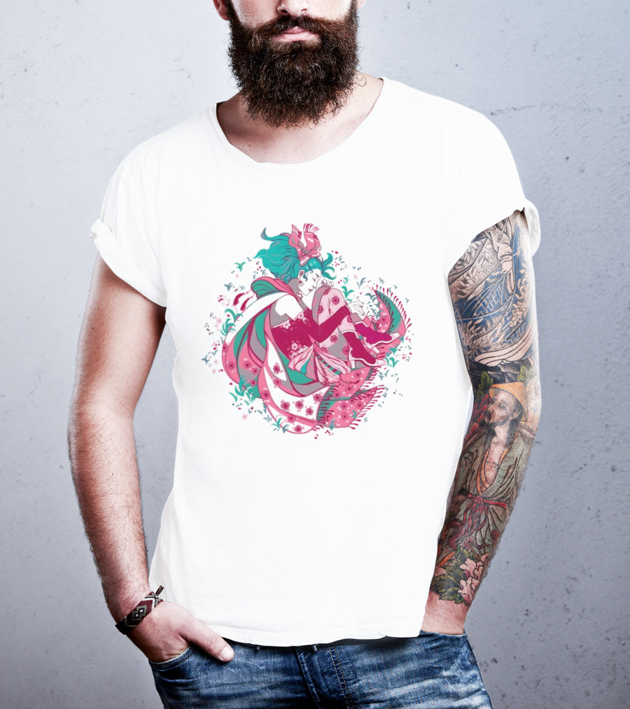 The Floating Garden Lovers In Bloom With Vibrant Floral Embrace T-Shirt