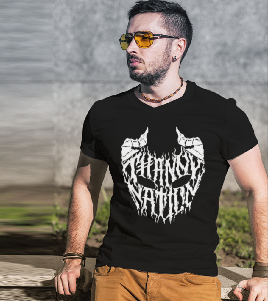 Thanny Nation Flame Text With Mask T-Shirt