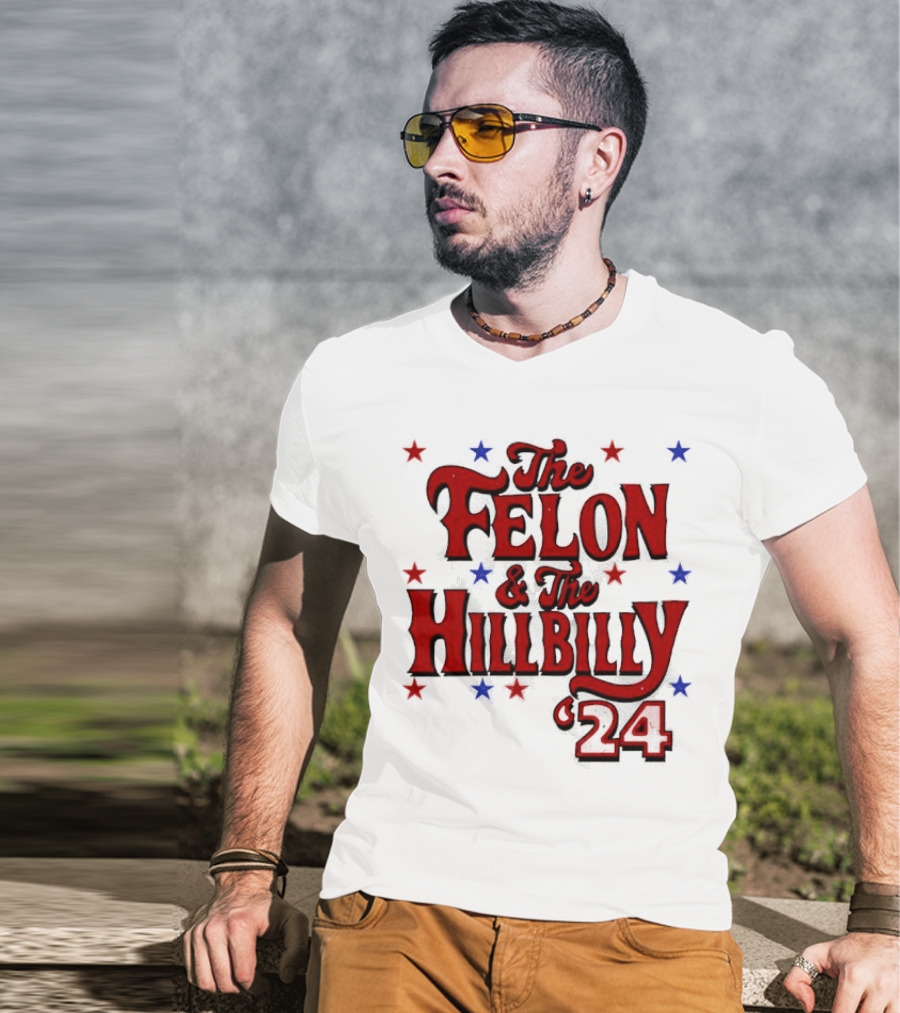 The Felon And The Hillbilly 24 Red And Blue Star T-Shirt
