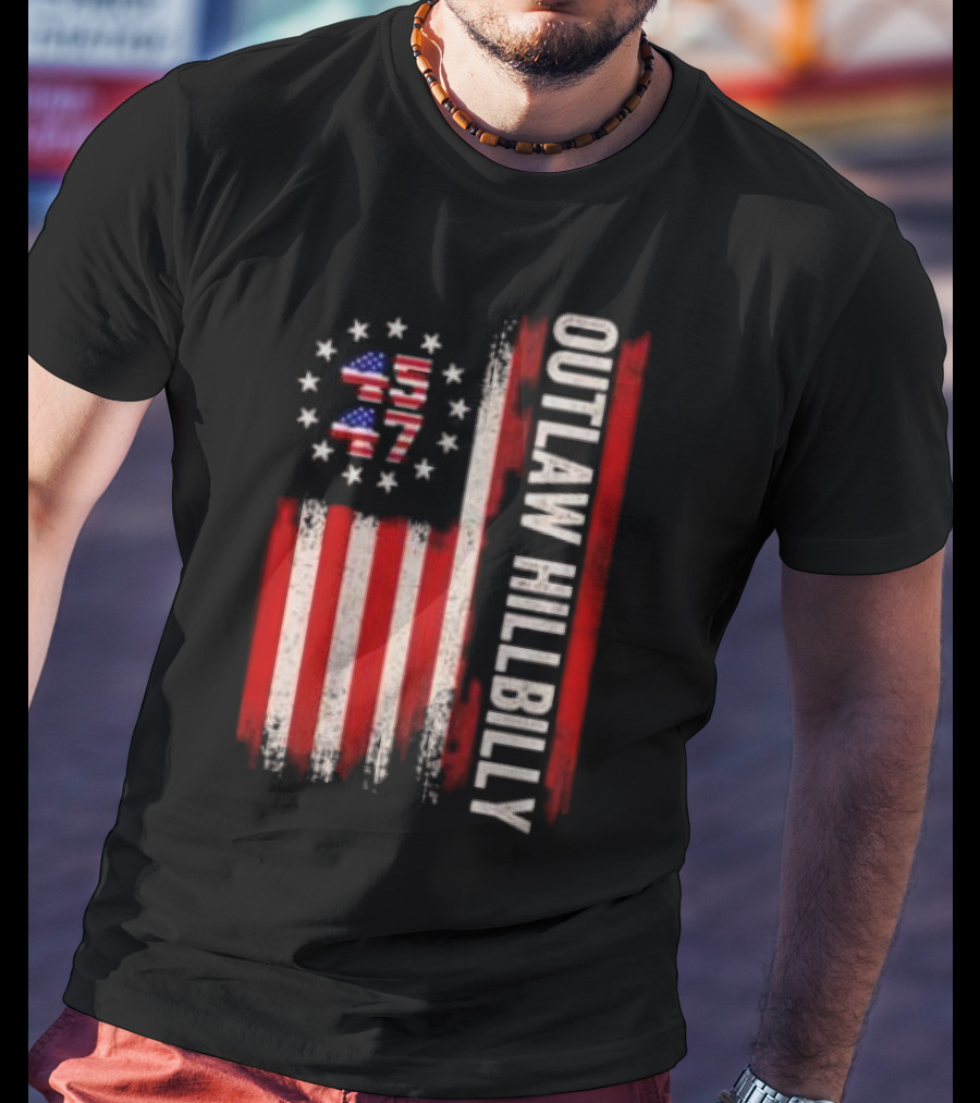 Outlaw Hillbilly American Flag 1776 Stars Stripes T-Shirt