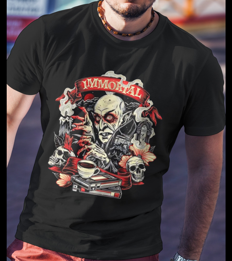 Count Orlok Nosferatu Immortal Vampire With Skulls And Coffin Mug T-Shirt