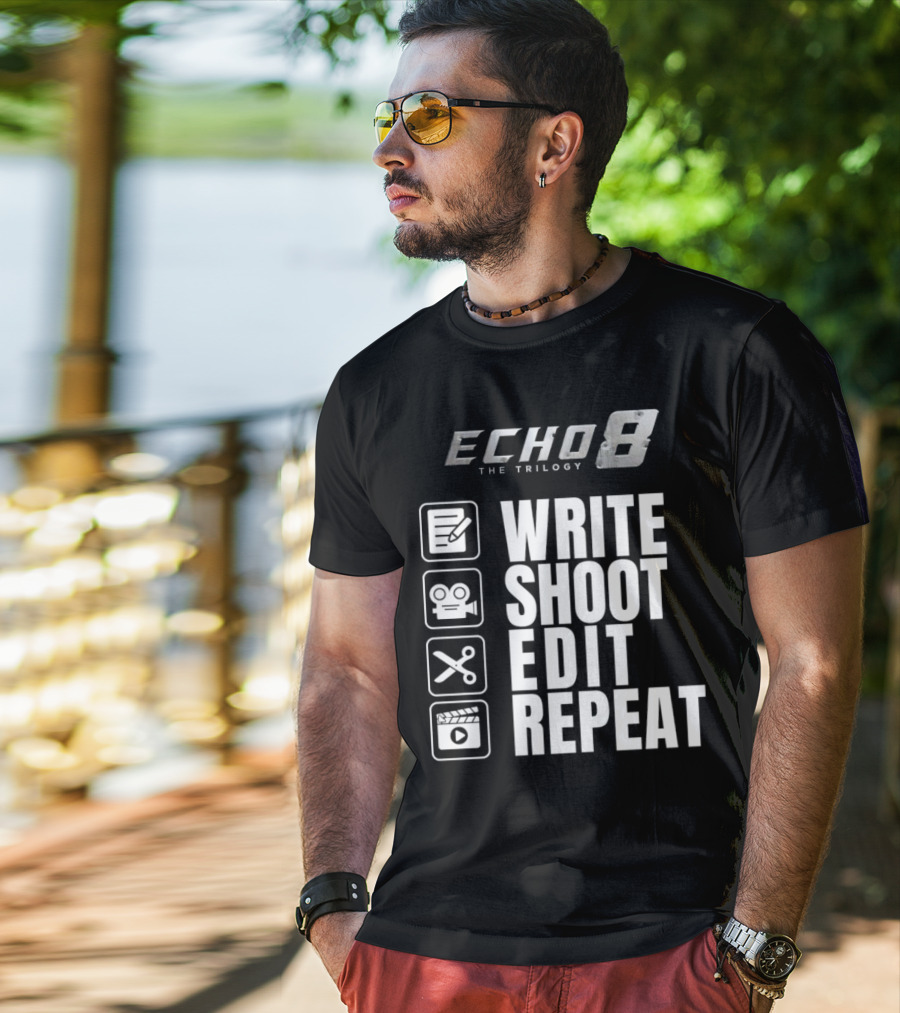 Echo 8 The Trilogy Write Shoot Edit Repeat Icons T-Shirt