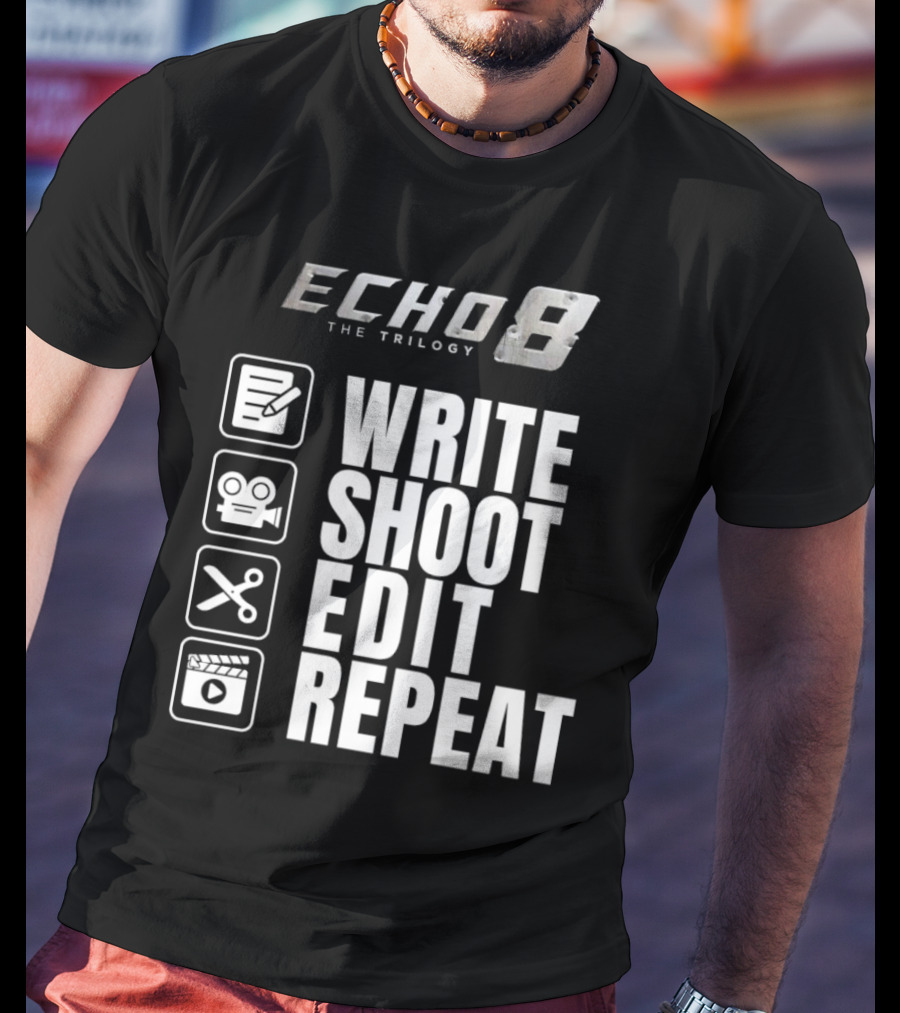 Echo 8 The Trilogy Write Shoot Edit Repeat Icons T-Shirt
