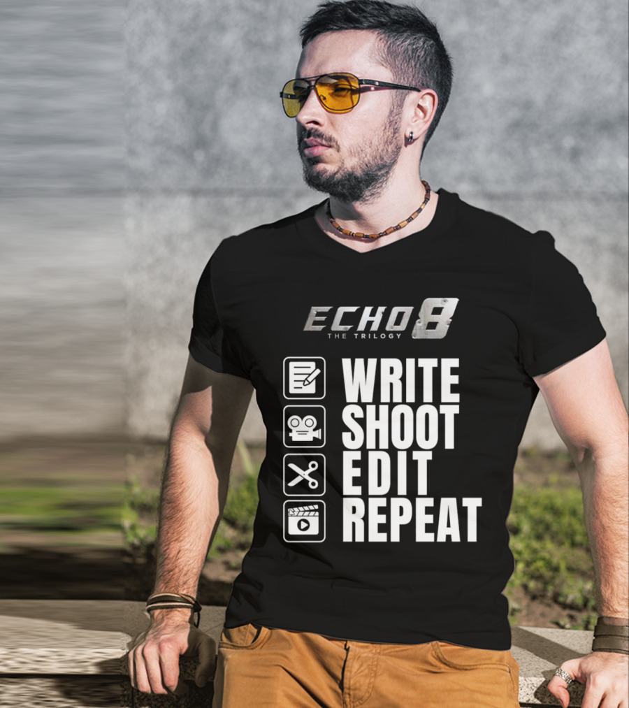 Echo 8 The Trilogy Write Shoot Edit Repeat Icons T-Shirt
