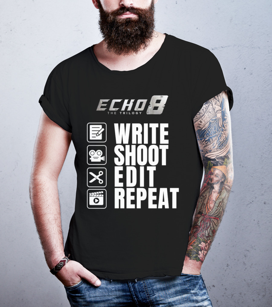 Echo 8 The Trilogy Write Shoot Edit Repeat Icons T-Shirt