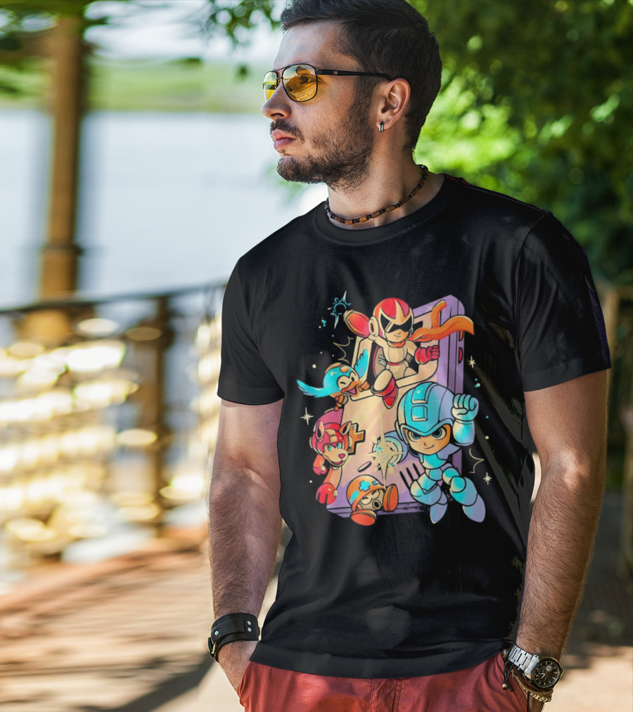 Mega Man And Friends Adventure With Console Elements T-Shirt