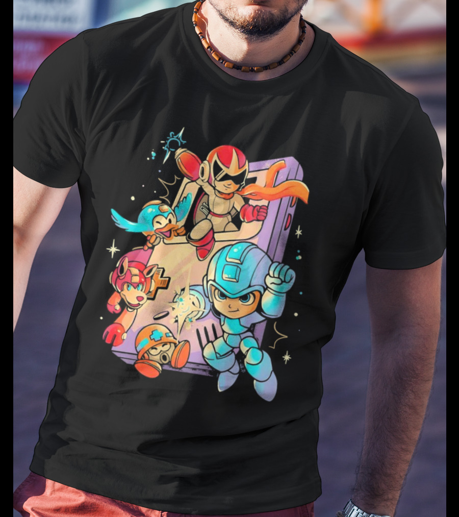 Mega Man And Friends Adventure With Console Elements T-Shirt