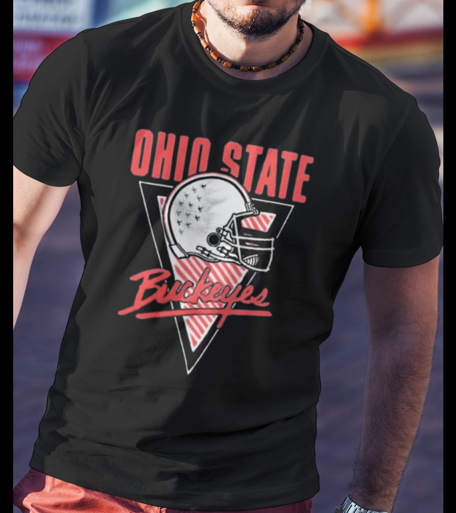 Ohio State Buckeyes Helmet Retro Triangular Emblem T-Shirt