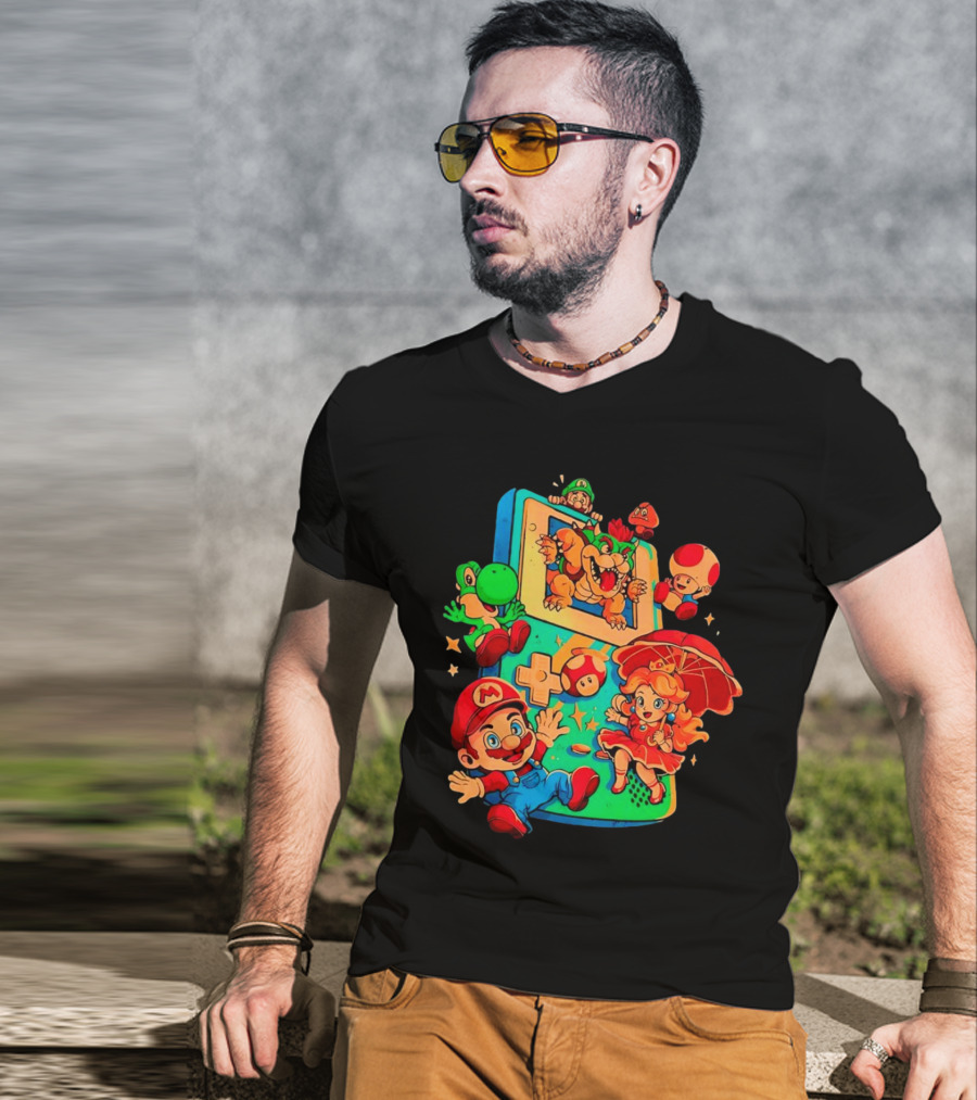 Super Mario Plumber Adventure Characters Game Icons T-Shirt