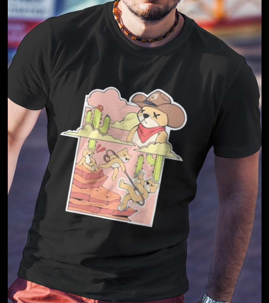 Rich And Lonely Outlaw Richie Cowboy Bear Adventure Cactus Desert T-Shirt