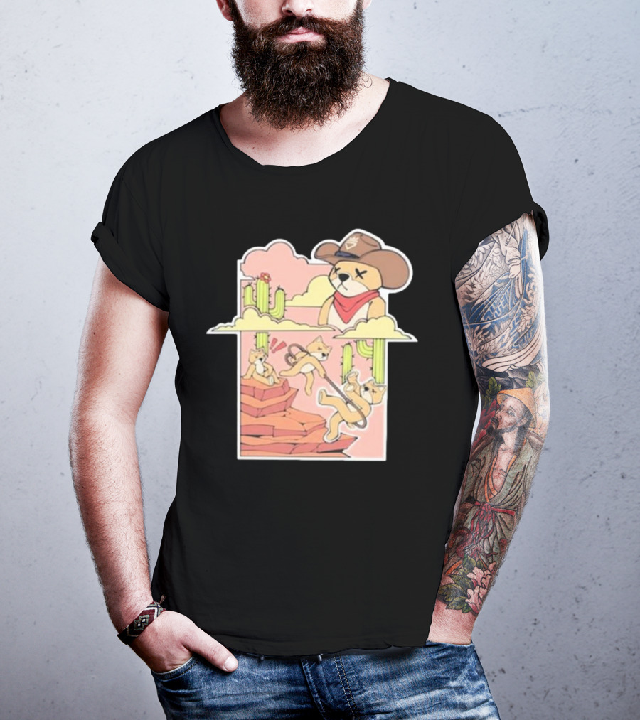 Rich And Lonely Outlaw Richie Cowboy Bear Adventure Cactus Desert T-Shirt