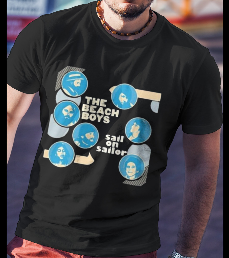 The Beach Boys Sail On Sailor Retro Blue Circles T-Shirt