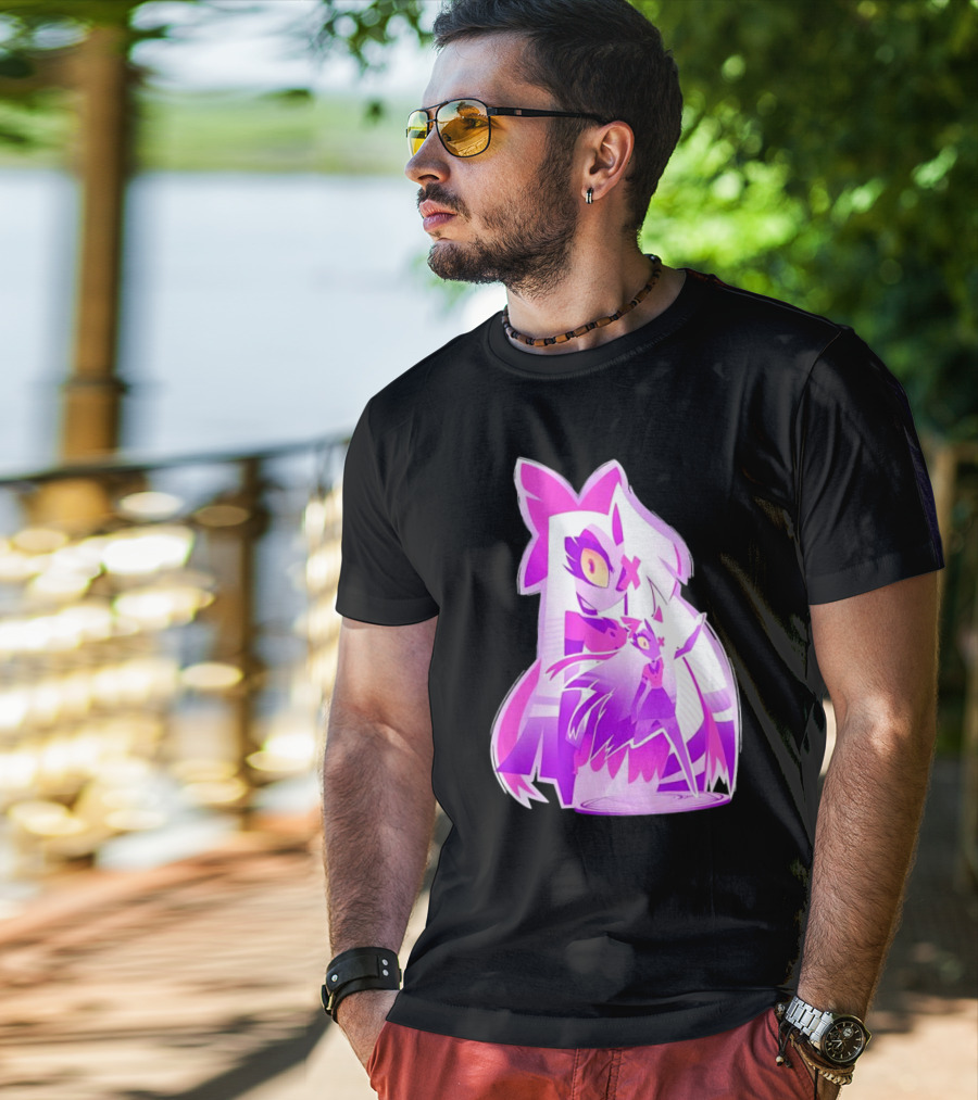 Exorcist Angel Hazbin Hotel Game Purple Character T-Shirt