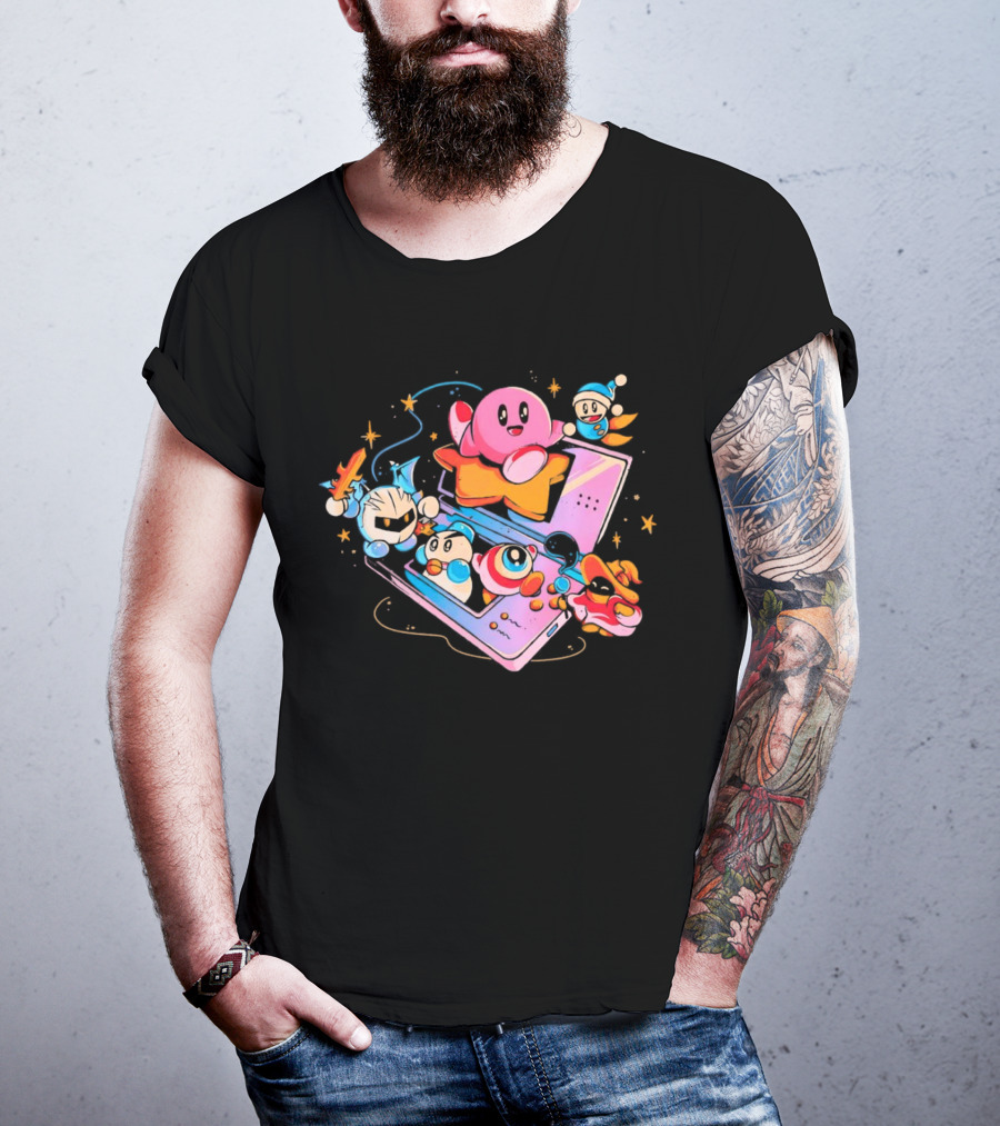 Kirby And Friends Adventure On Pink Portable Game Console T-Shirt