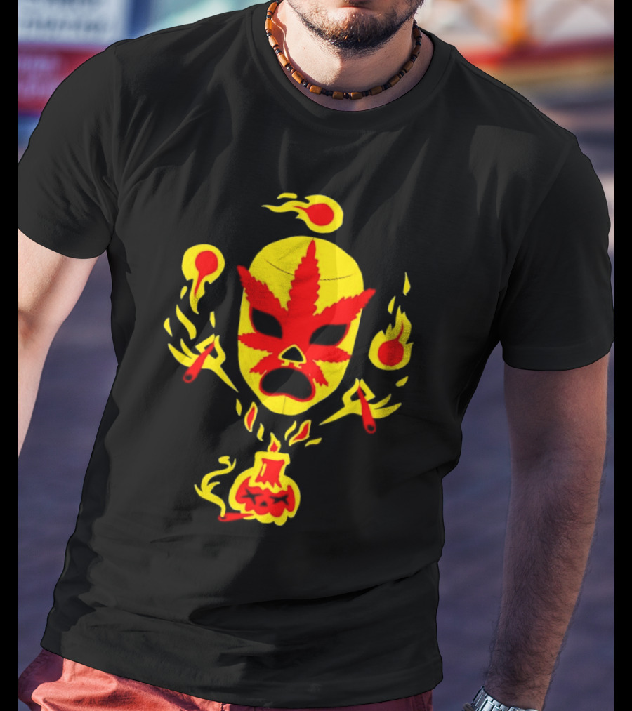 The Ablazing Blitzed Brothers Flaming Leaf Mask T-Shirt