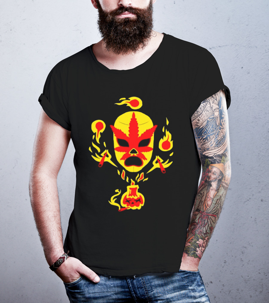 The Ablazing Blitzed Brothers Flaming Leaf Mask T-Shirt