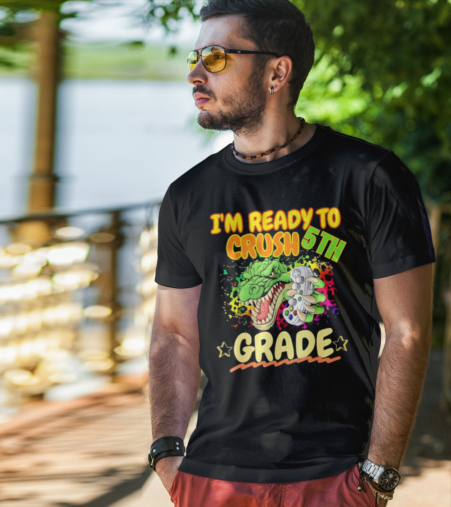 I’m Ready To Crush 5th Grade Dinosaur Gamer Back To School T-Shirt