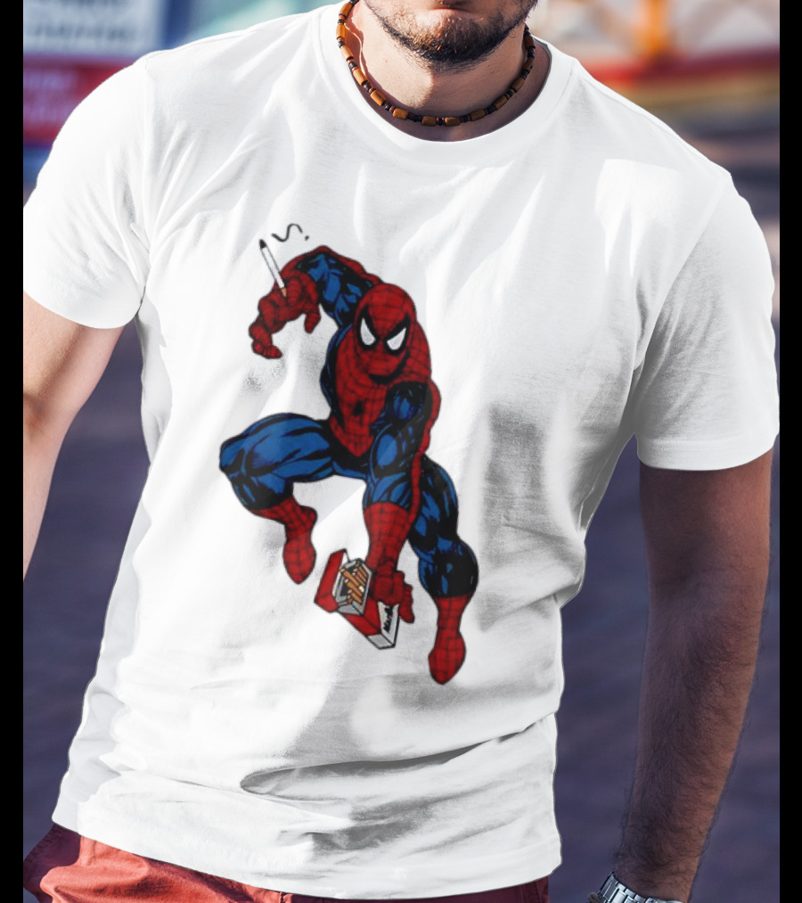 Spider-Man Smokerman Smoking Cigarette Comic T-Shirt