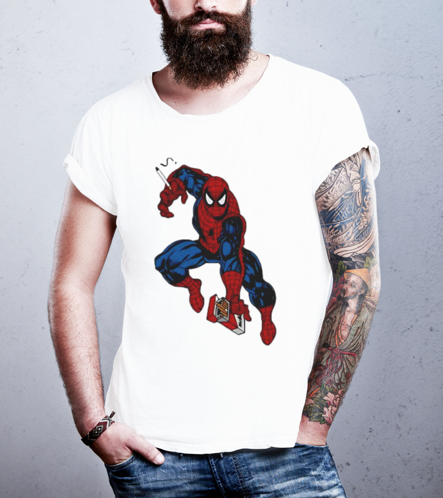 Spider-Man Smokerman Smoking Cigarette Comic T-Shirt