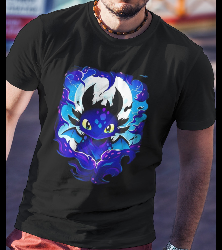 Toothless How To Train Your Dragon Darkness Cartoon Blue Flame T-Shirt