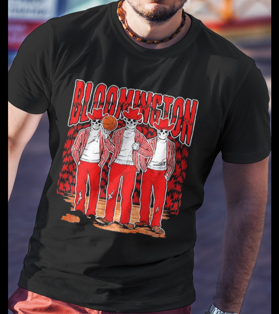 Bloomington Basketball Skeletons In Cowboy Hats T-Shirt