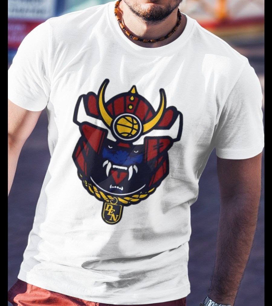 Denver Nuggets Samurai Helmet Emblem With DN Badge T-Shirt