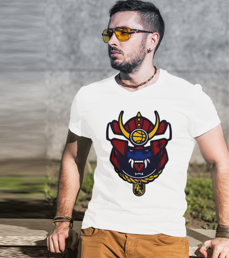 Denver Nuggets Samurai Helmet Emblem With DN Badge T-Shirt