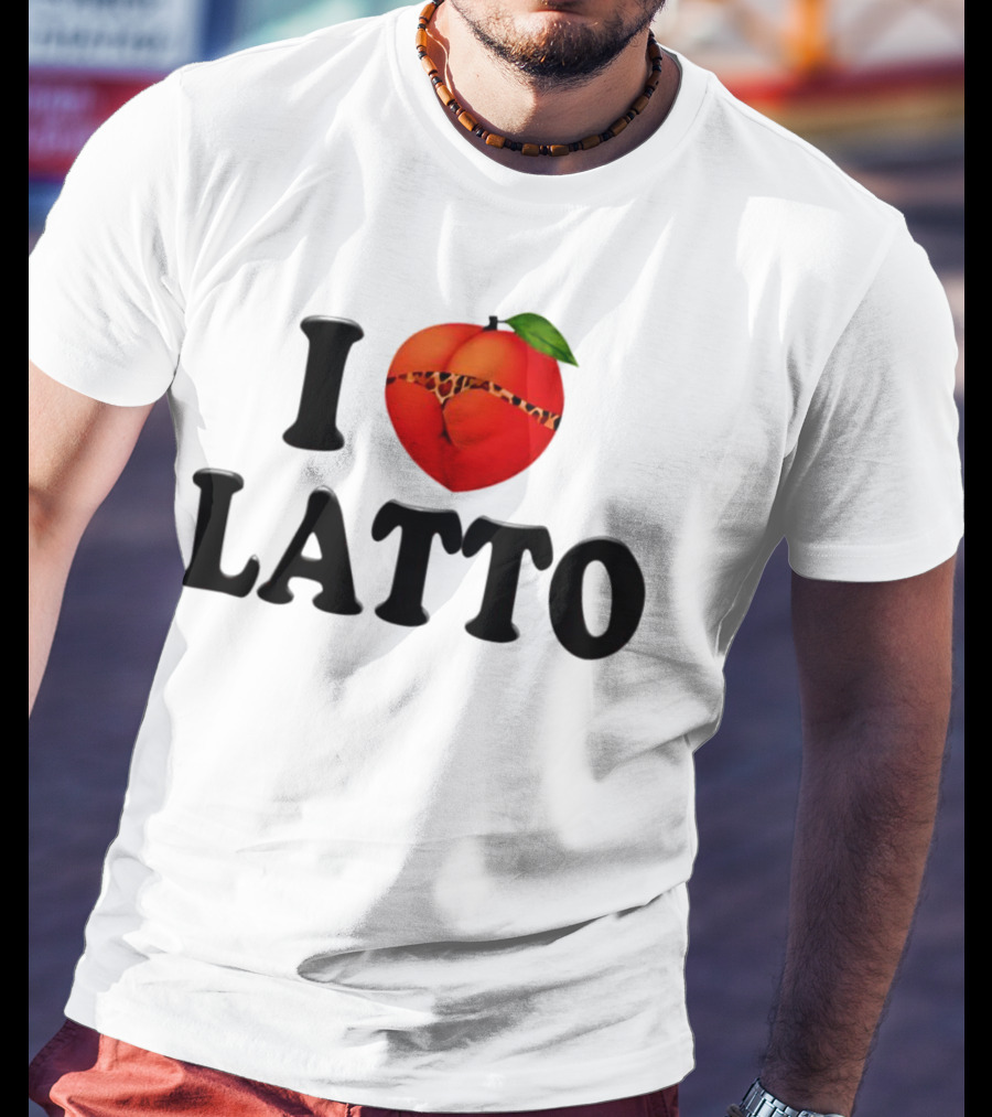 I Love Latto Peach With Leopard Print Detail T-Shirt