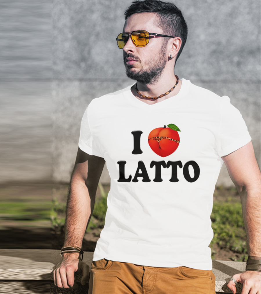 I Love Latto Peach With Leopard Print Detail T-Shirt
