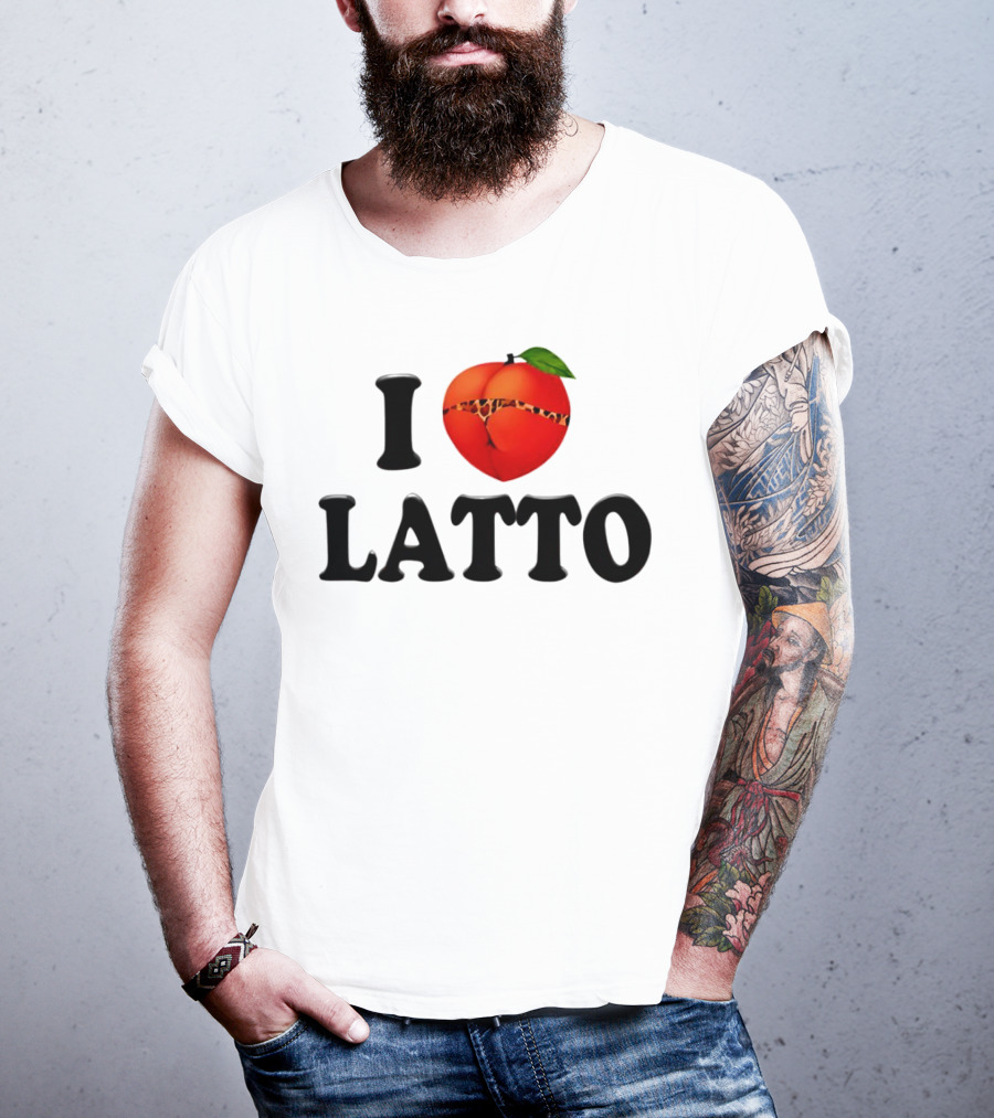 I Love Latto Peach With Leopard Print Detail T-Shirt
