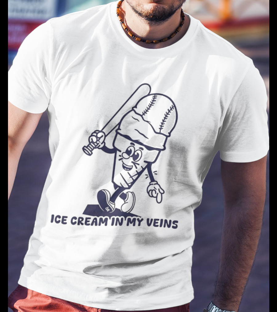 Ice Cream In My Veins Baseball Cone Bat Character T-Shirt