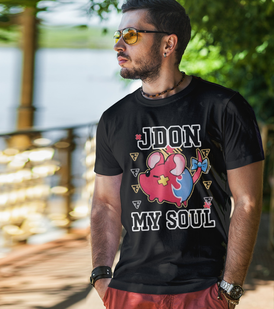 JDON My Soul Rat With Cute Red And Blue Cartoon Mouse With Pizza Slices T-Shirt