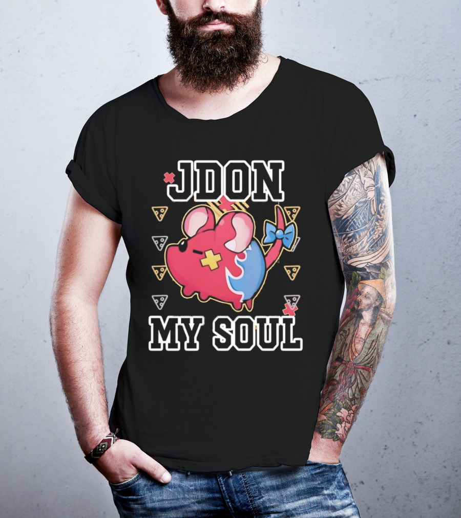JDON My Soul Rat With Cute Red And Blue Cartoon Mouse With Pizza Slices T-Shirt