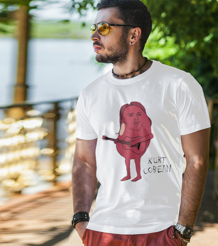Kurt Cobean Guitar Bean Character T-Shirt