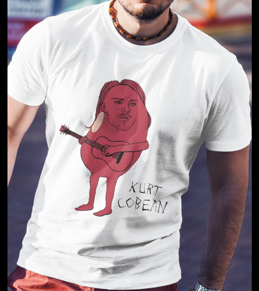Kurt Cobean Guitar Bean Character T-Shirt