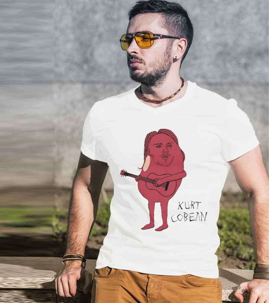 Kurt Cobean Guitar Bean Character T-Shirt