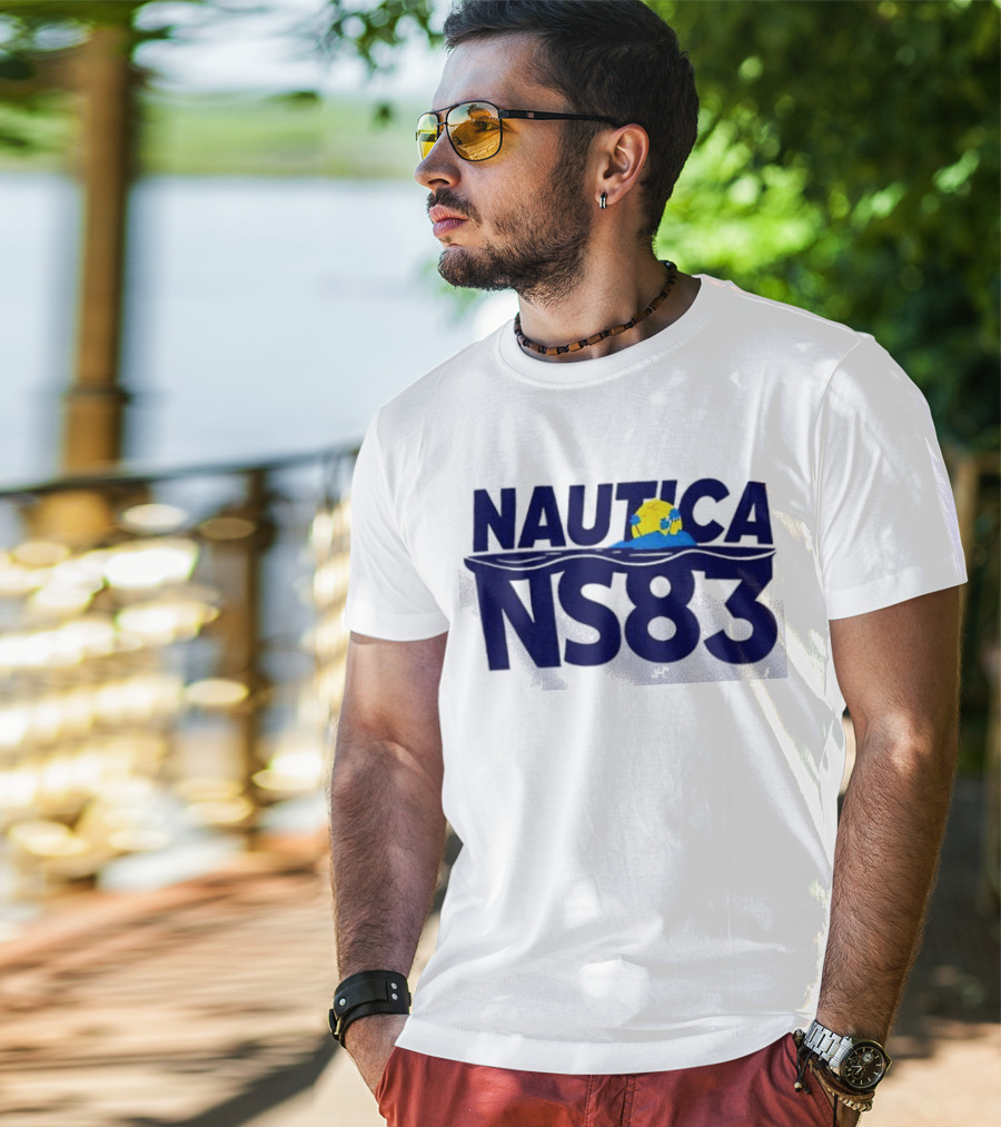 Nautica NS83 Ocean Wave And Globe T-Shirt