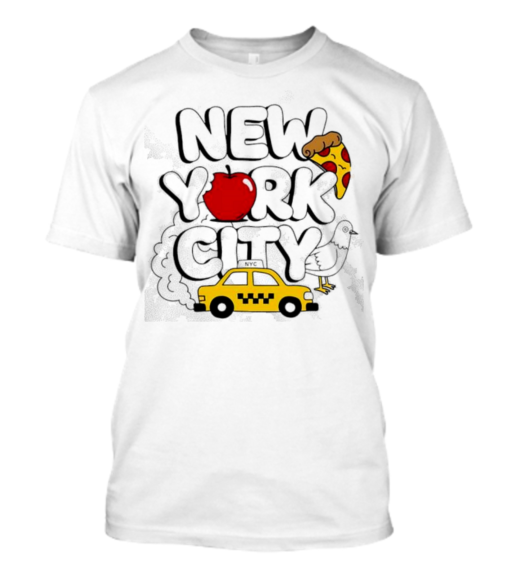 NEW YORK CITY Apple Pizza Taxi Pigeon T-Shirt