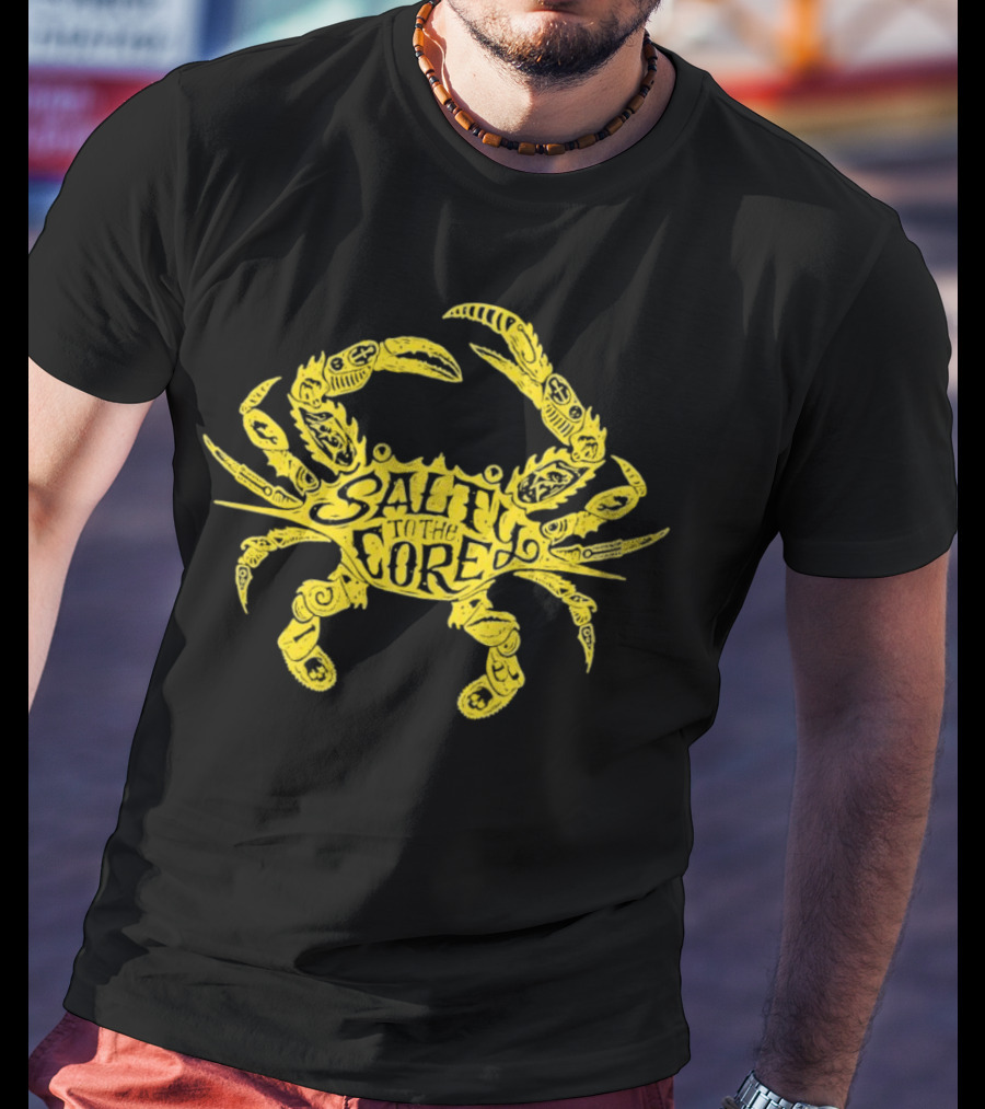 Salty To The Core Yellow Crab Tattoo-Inspired T-Shirt