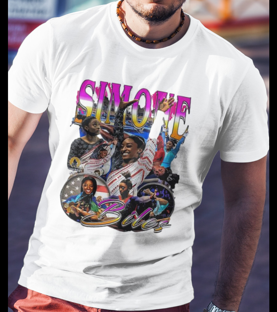 Simone Biles Olympic Champion Retro Collage T-Shirt