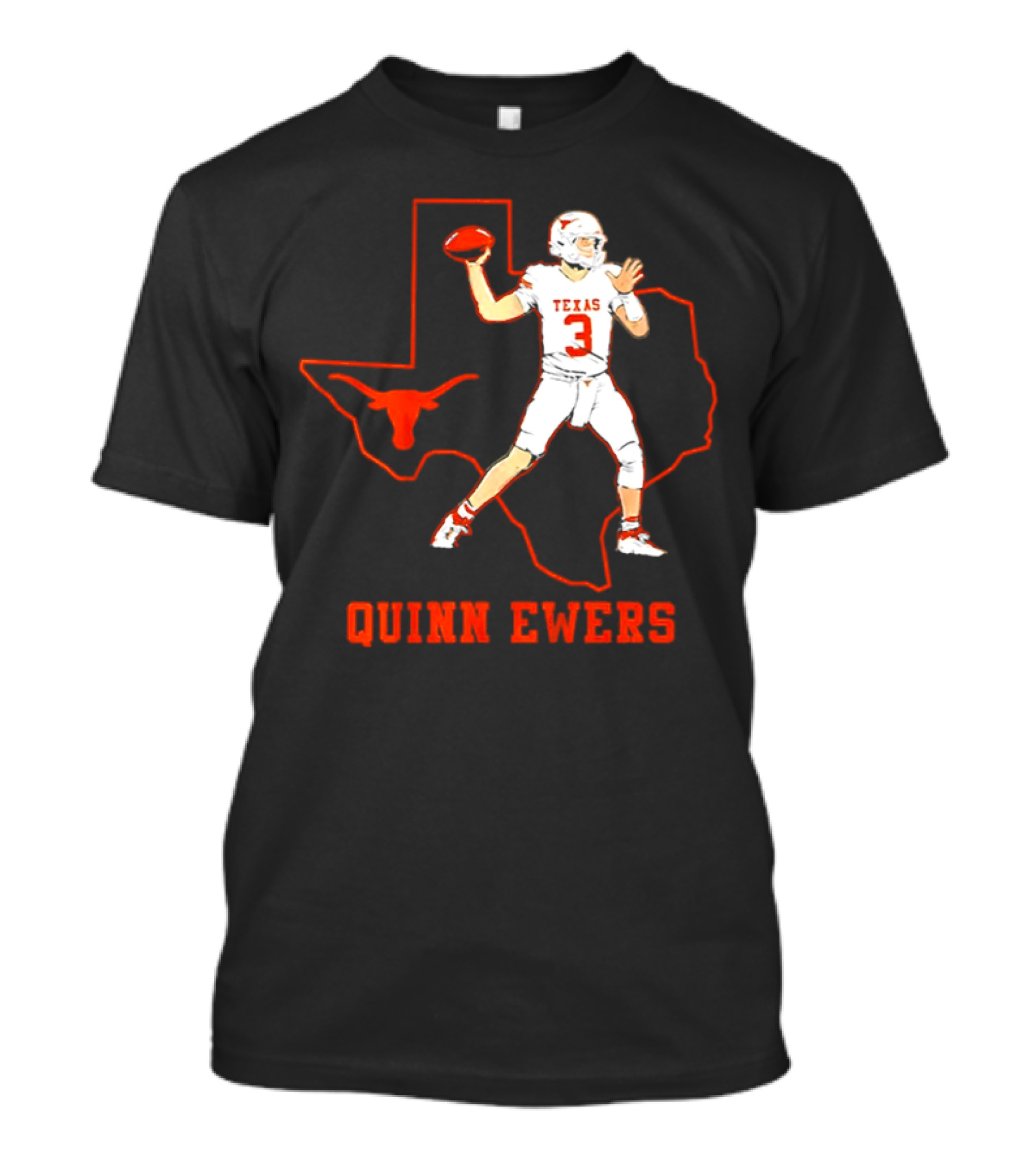 Quinn Ewers Texas Longhorns Football State Outline T-Shirt