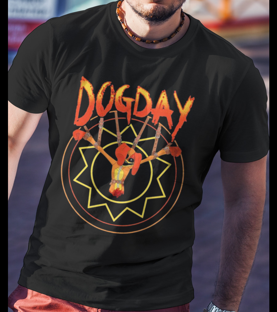Dogday Monster Puppet With Sunburst Background T-Shirt
