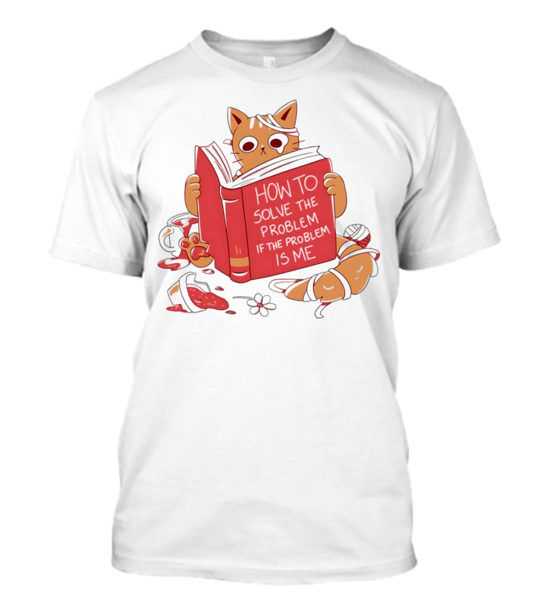 How To Solve The Problem If The Problem Is Me Cat Reading Book T-Shirt