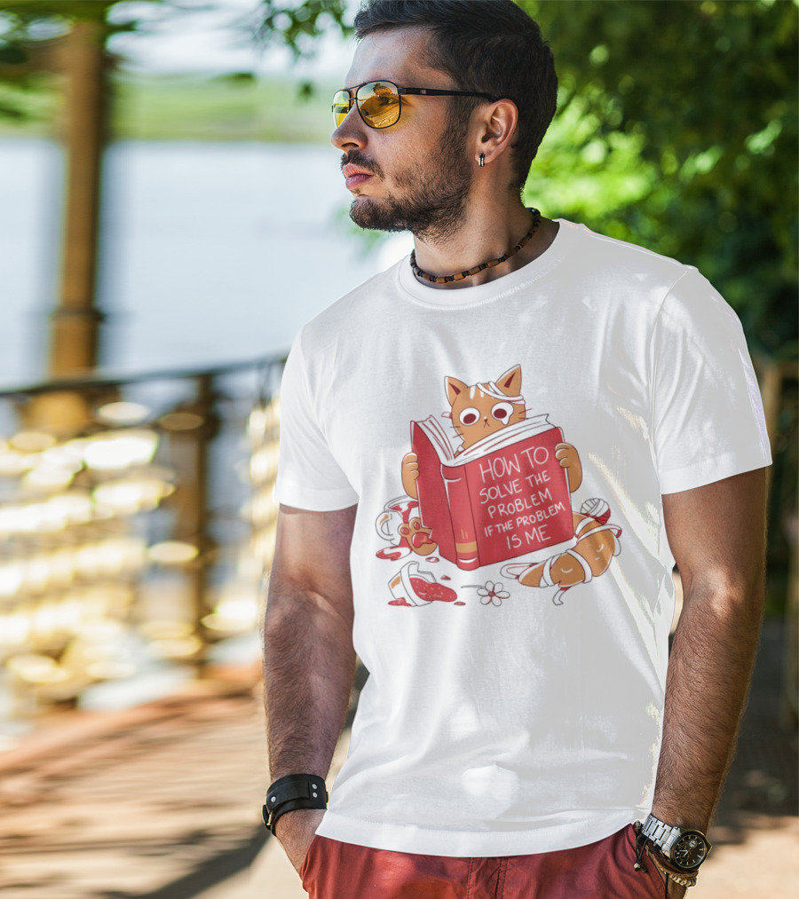 How To Solve The Problem If The Problem Is Me Cat Reading Book T-Shirt