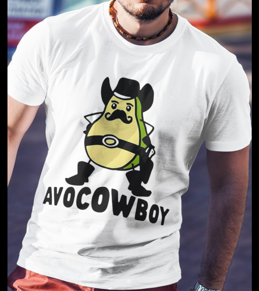 Avocowboy Avocado X Cowboy Character With Hat And Mustache T-Shirt