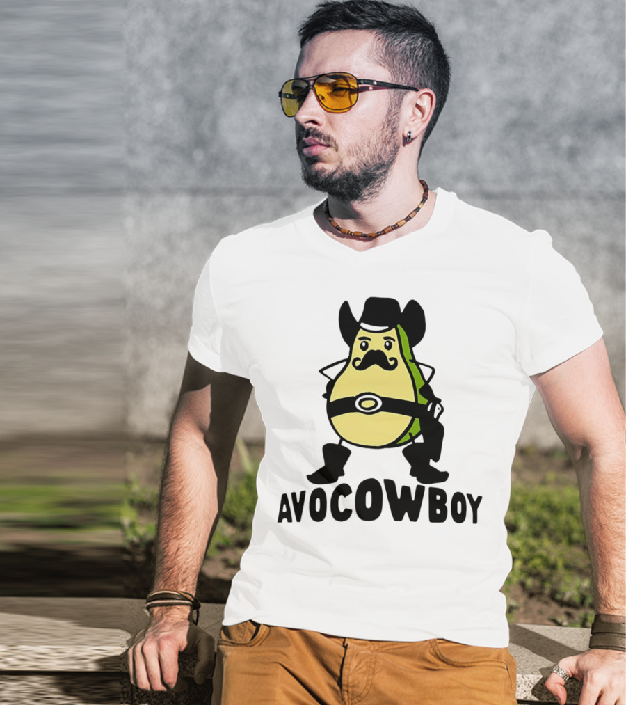 Avocowboy Avocado X Cowboy Character With Hat And Mustache T-Shirt