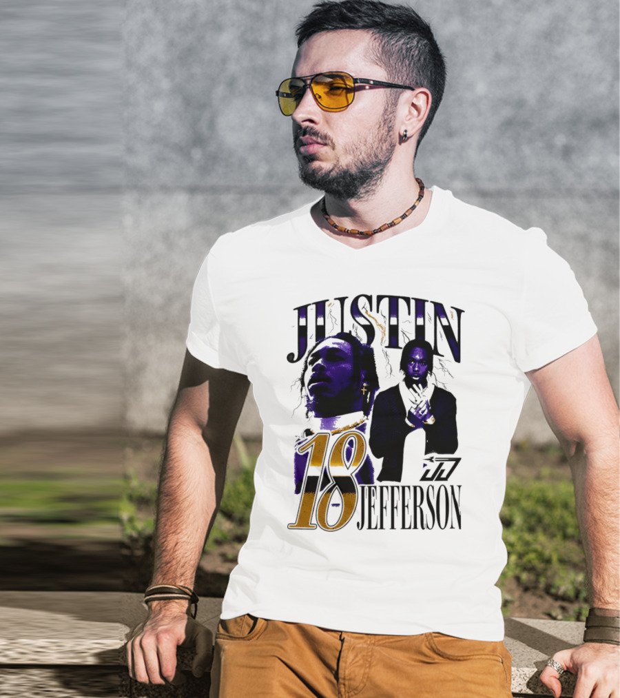 Justin Jefferson 18 Minnesota Vikings Lightning T-Shirt