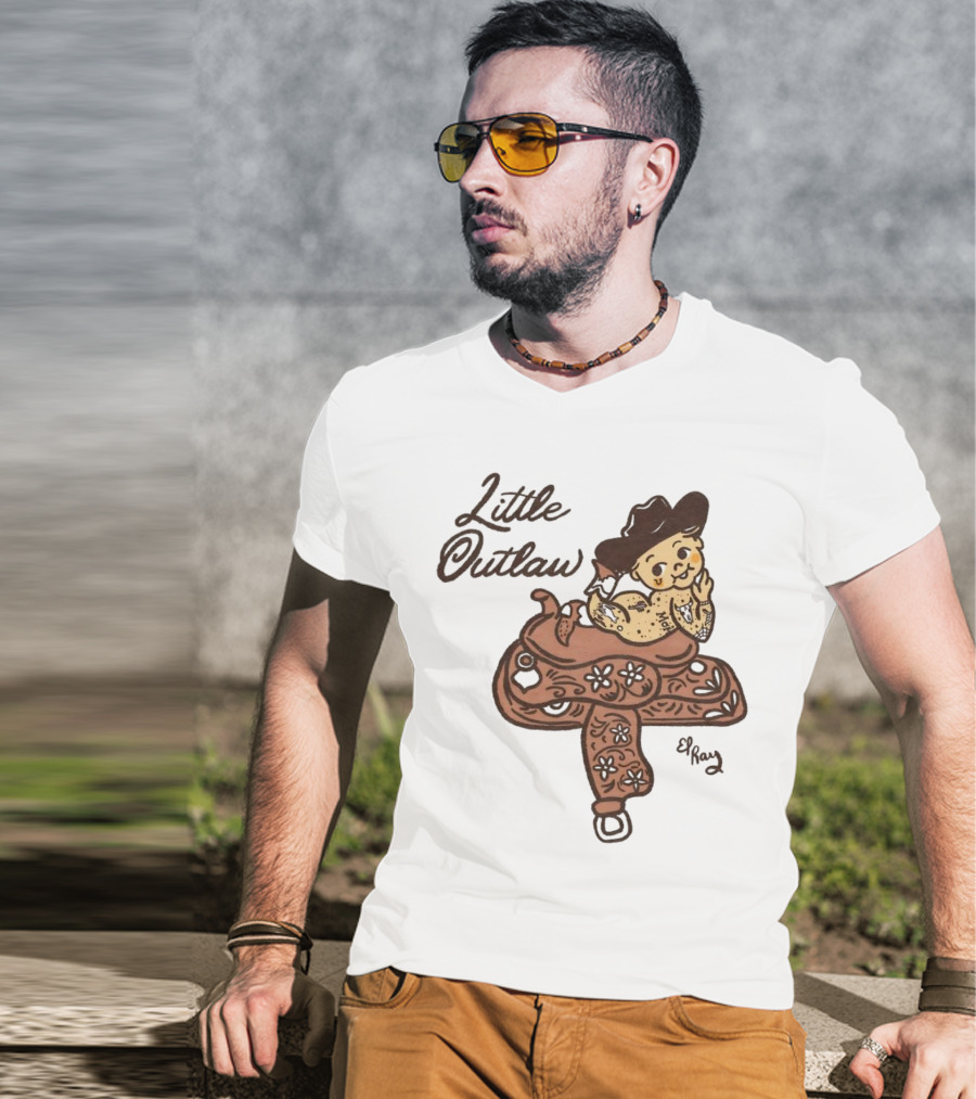 Kewpie Cowboy Little Outlaw Vintage Saddle Art By El Ren T-Shirt