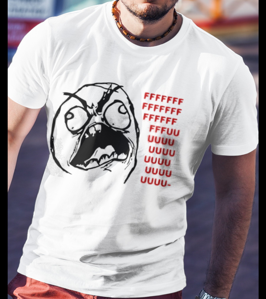 Rage Face Meme FFFFUUUUU Repeated Text T-Shirt
