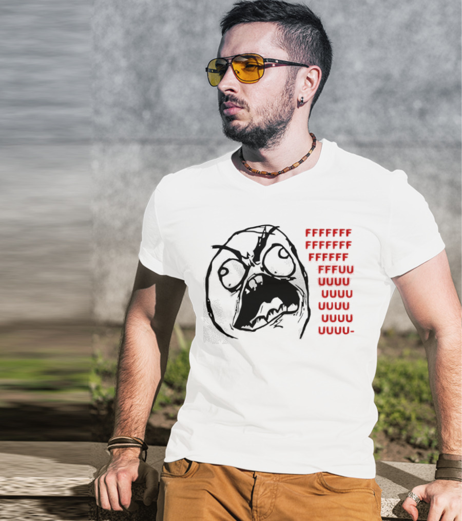 Rage Face Meme FFFFUUUUU Repeated Text T-Shirt